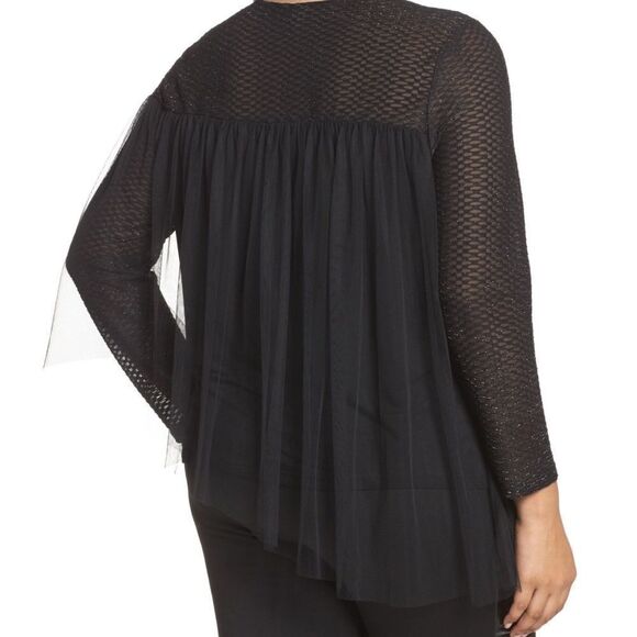 NWT‎ lost ink plus size top with metallic overlay - Picture 2 of 8